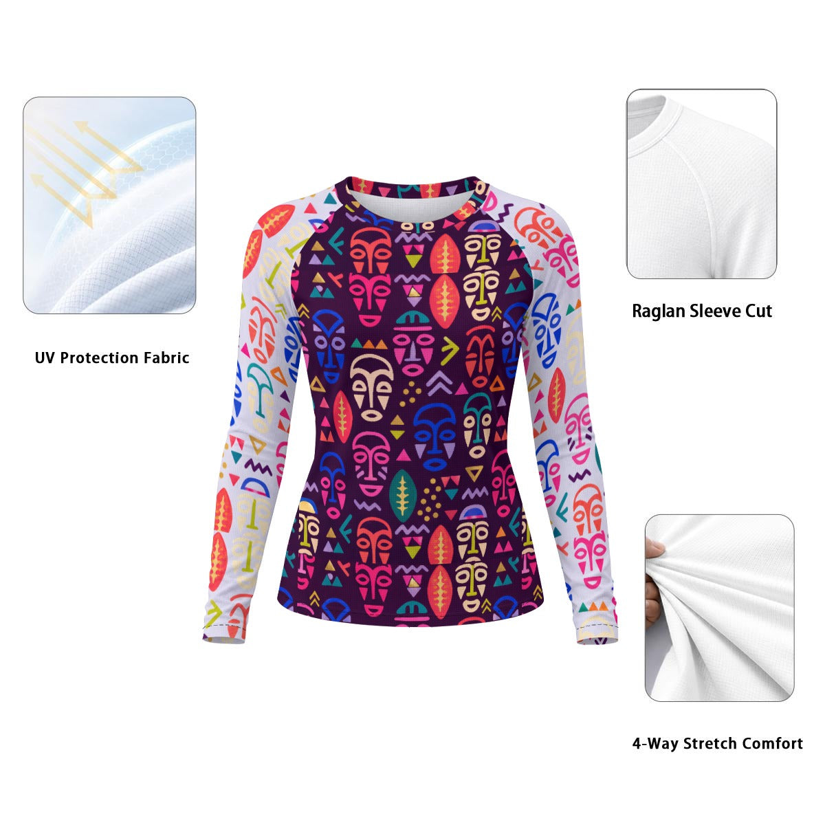 Dual Essence Women's Raglan Sun Protection Sport Jersey With Long Sleeve