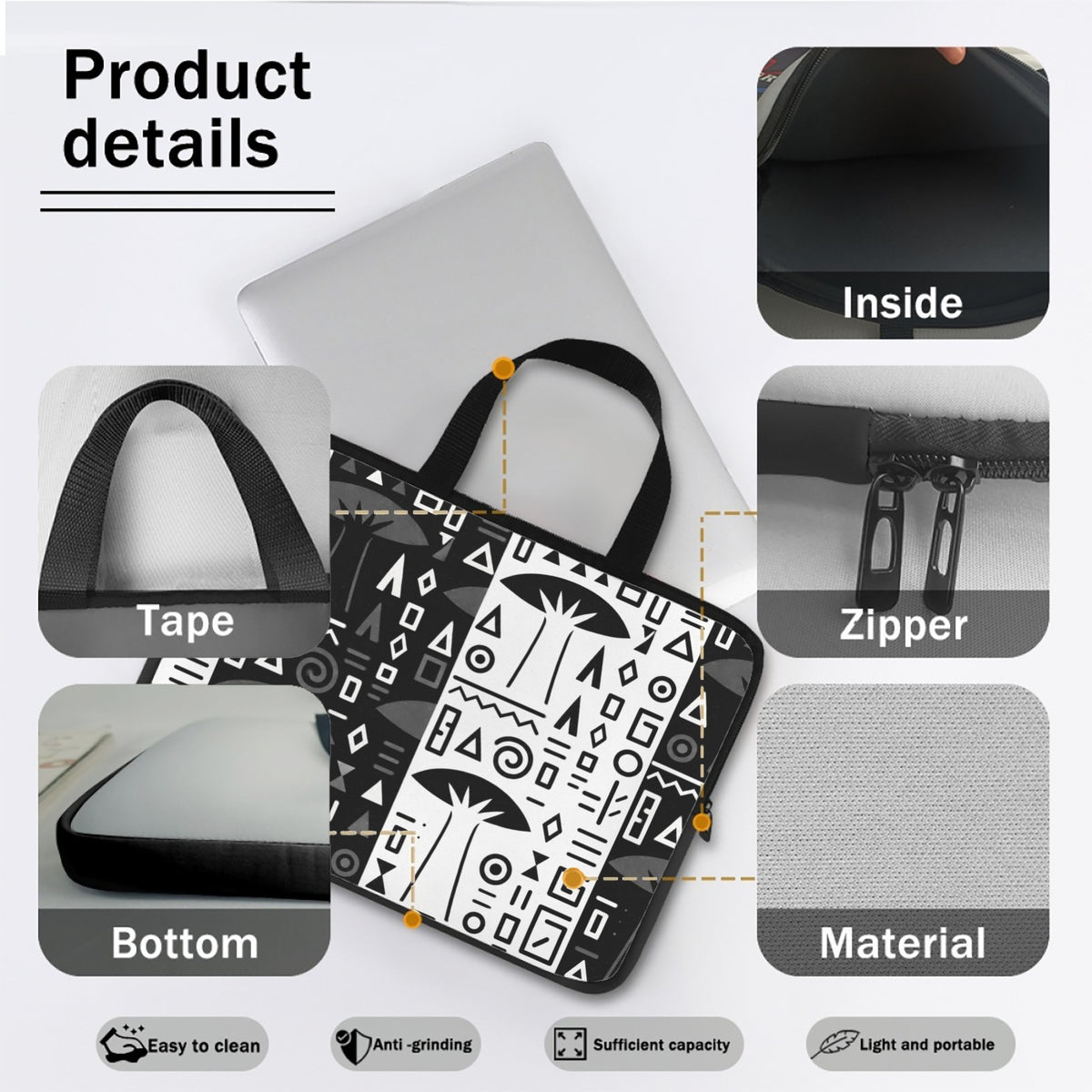 Black-White Baobab Laptop Bag