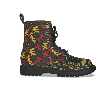 WOMEN'S BLACK BOTTOM MARTIN SHORT BOOT- ANKARA PUZZLE-ARMY