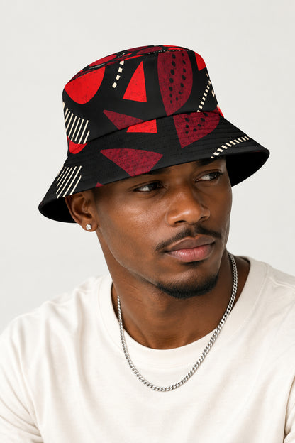 BUCKET HAT- RED/BLK