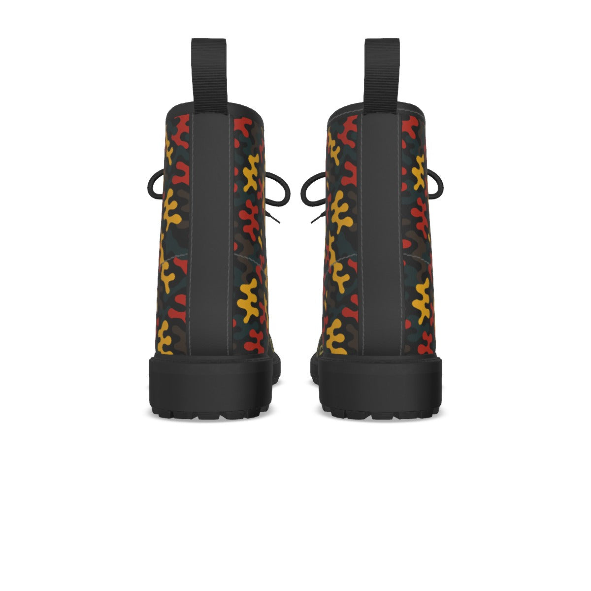 WOMEN'S BLACK BOTTOM MARTIN SHORT BOOT- ANKARA PUZZLE-ARMY