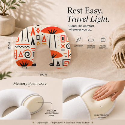 Golden Dawn Memory Foam Travel Neck Pillow with Frog Button Closure