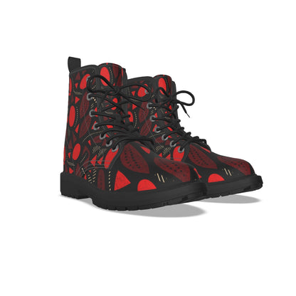 WOMEN'S BLACK BOTTOM MARTIN SHORT BOOTS- RED FIRE