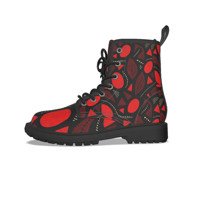 WOMEN'S BLACK BOTTOM MARTIN SHORT BOOTS- RED FIRE