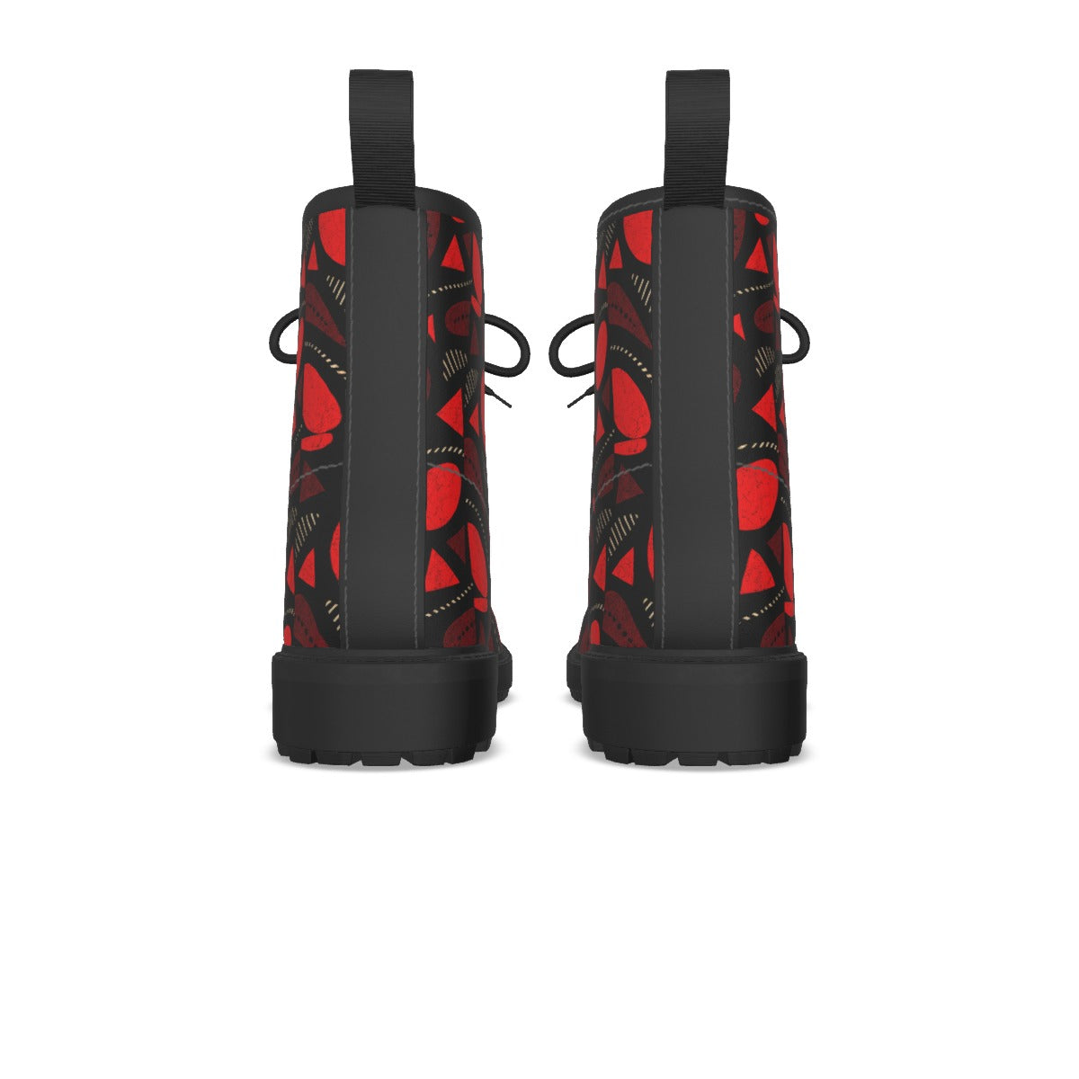 WOMEN'S BLACK BOTTOM MARTIN SHORT BOOTS- RED FIRE