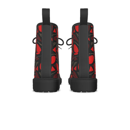 WOMEN'S BLACK BOTTOM MARTIN SHORT BOOTS- RED FIRE