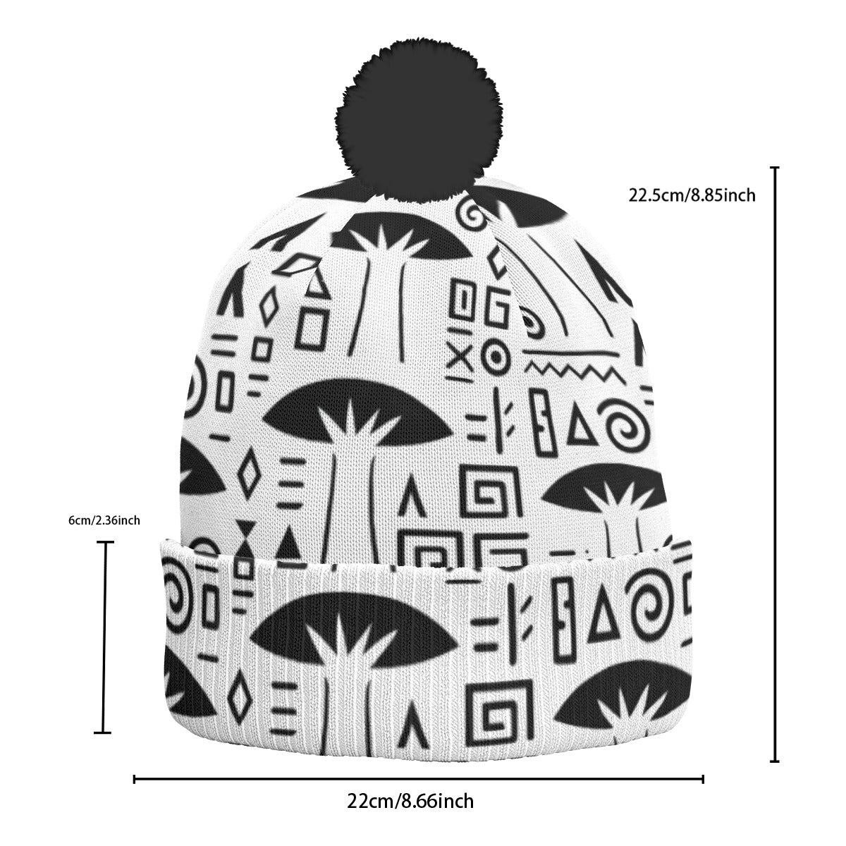 KNITTED POM POM HAT(BLACK) -BOABAB WHITE