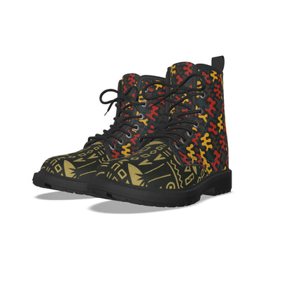 WOMEN'S BLACK BOTTOM MARTIN SHORT BOOT- ANKARA PUZZLE-ARMY
