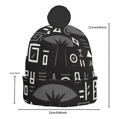 KNITTED POM POM HAT-BOABAB BLACK