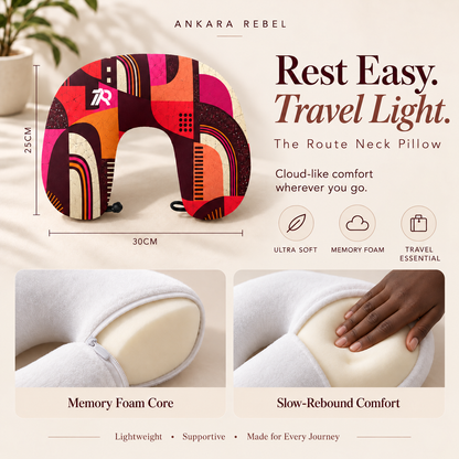 The Route Memory Foam Travel Neck Pillow with Frog Button Closure