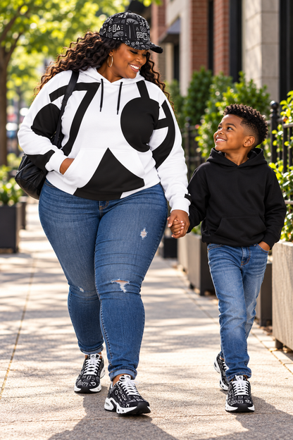 Ankara Rebel AR Signature Monogram Hoodie – Black & White