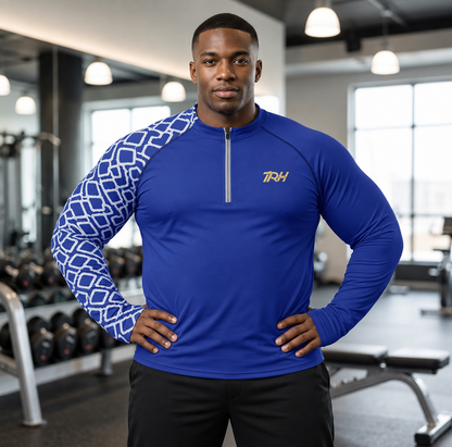Men's Thumb Hole Compression Shirt - Blue Sky