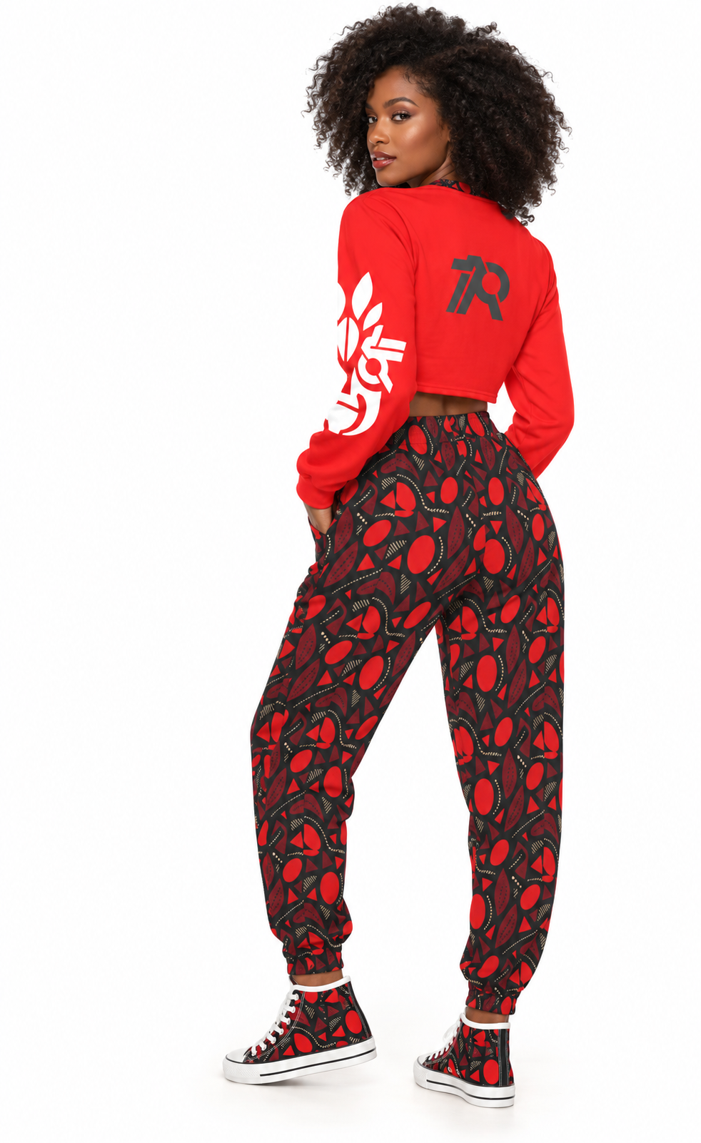 Red Fire Women's Crop Sweatshirt Suit