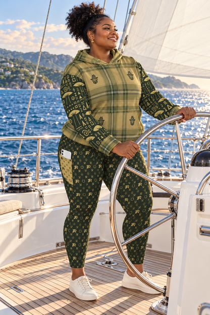 Ankara Army Green Motif Yoga Pants