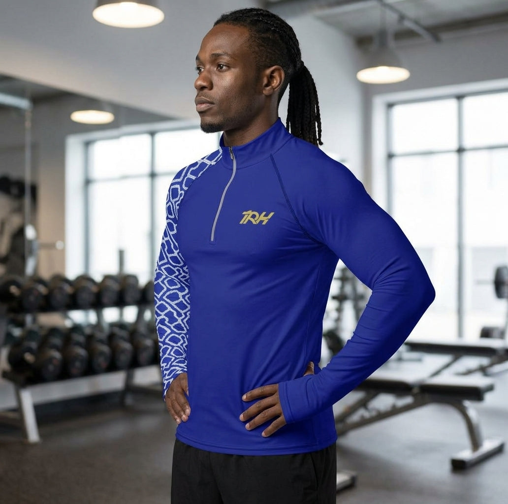 Men's Thumb Hole Compression Shirt - Blue Sky