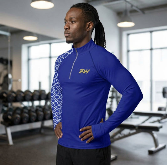 Men's Thumb Hole Compression Shirt - Blue Sky