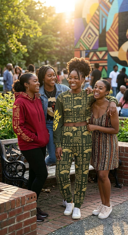 Ankara Army Women's Crop Sweatshirt Suit - Limited Edition