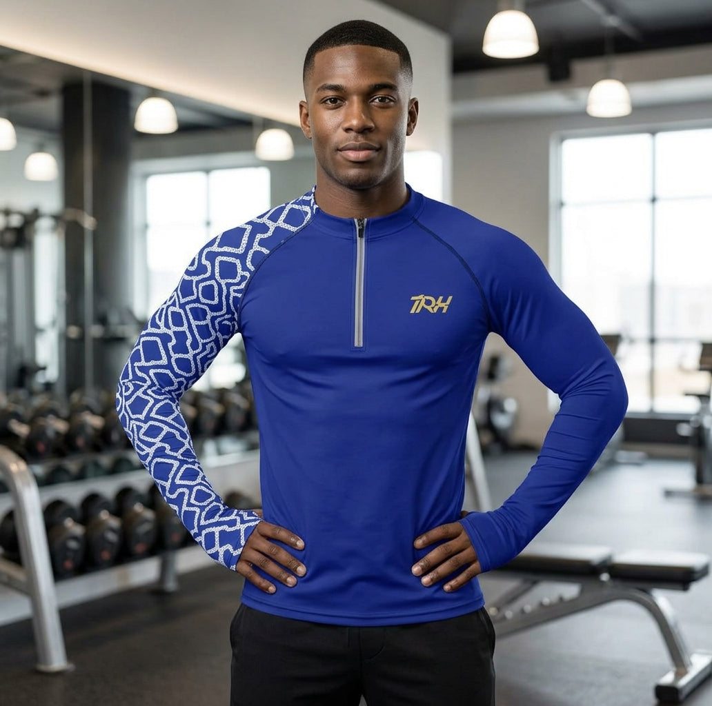 Men's Thumb Hole Compression Shirt - Blue Sky