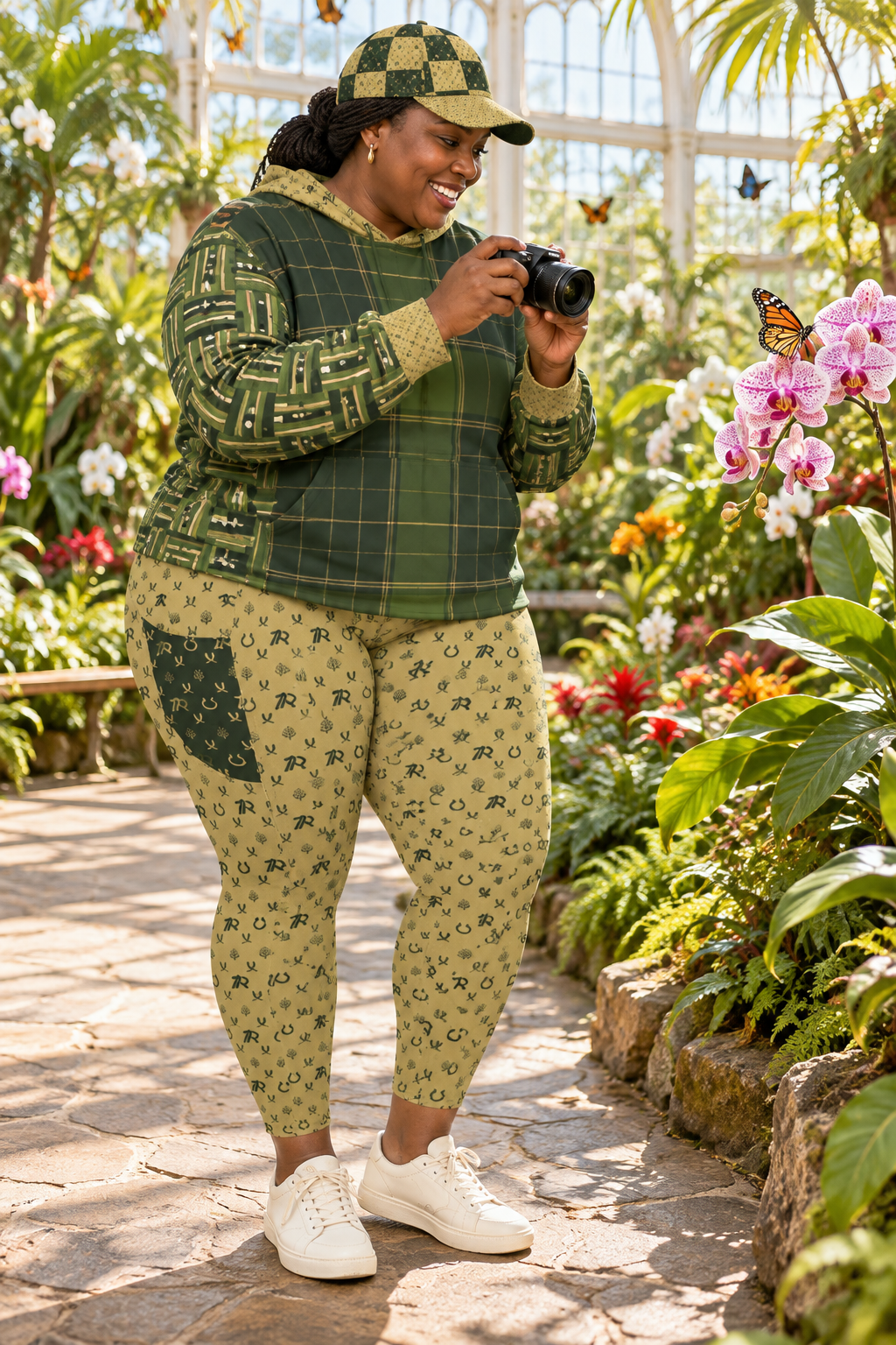 Ankara Army Olive Motif Yoga Pants