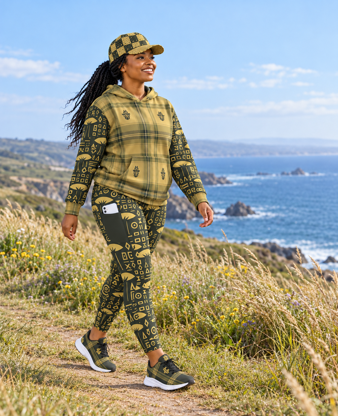 Ankara Army Plaid Mix Hoodie