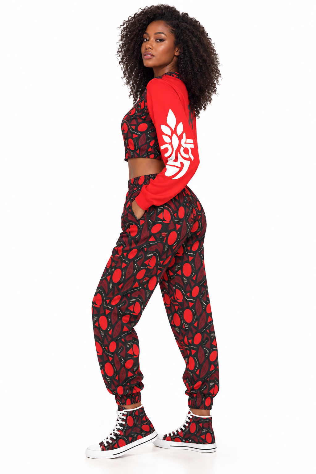 Red Fire Women's Crop Sweatshirt Suit