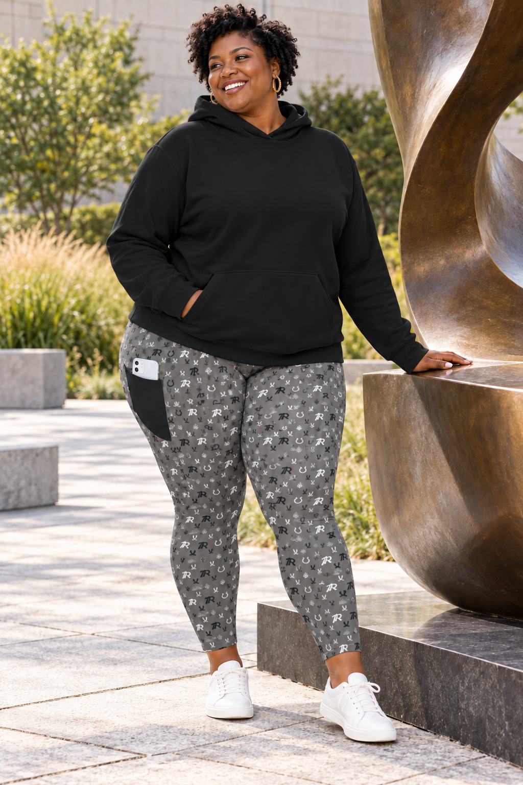 Army Motif Grey Yoga Pants