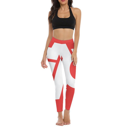 Rebel Icon Women’s Yoga Leggings — Coral/White