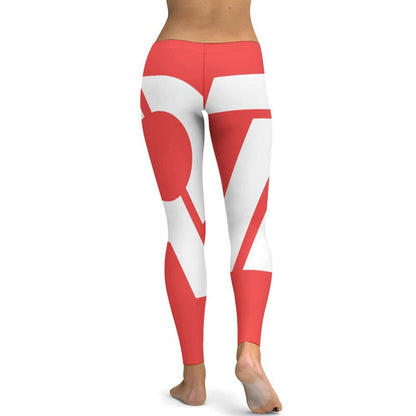 Rebel Icon Women’s Yoga Leggings — Coral/White